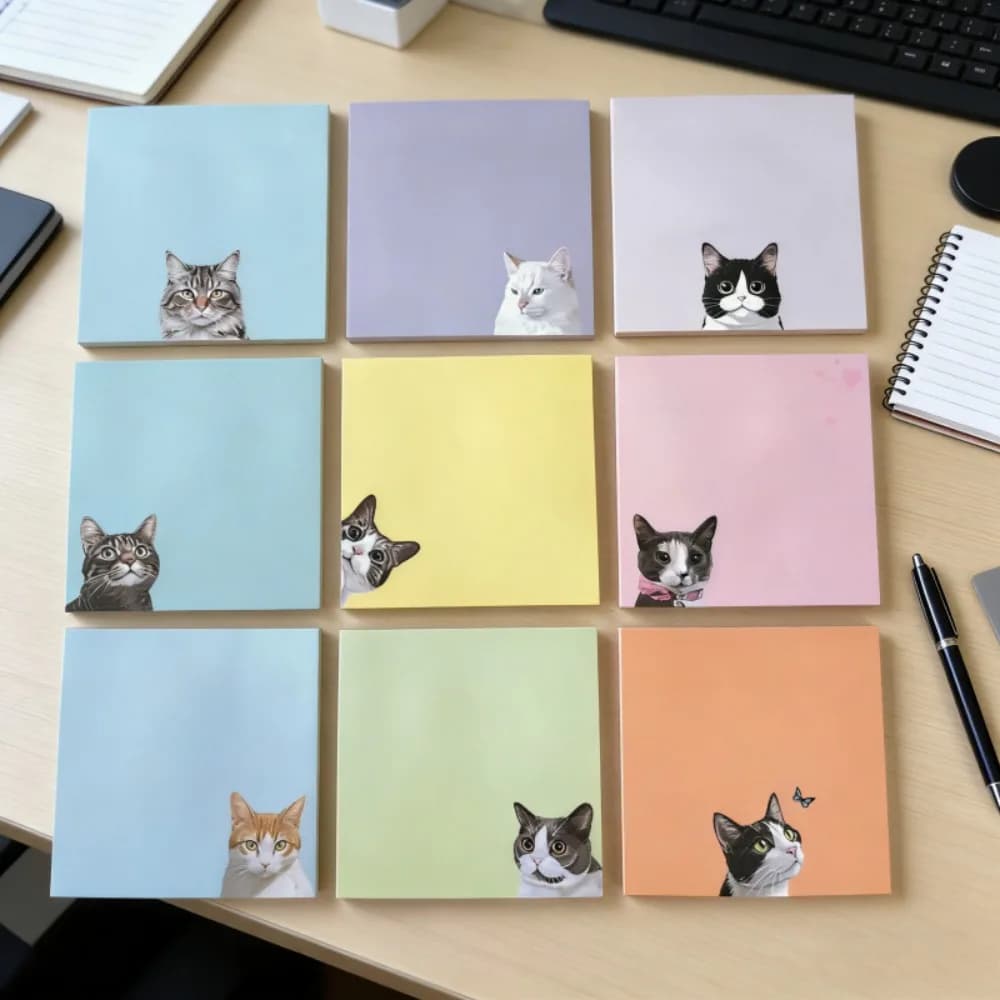450/300/250 Pezzi di Note Adesive con Motivi Animali, Blocchetti Memo con Gattini e Cuccioli, Foglietti Adesivi Colorati con Cani e Gatti