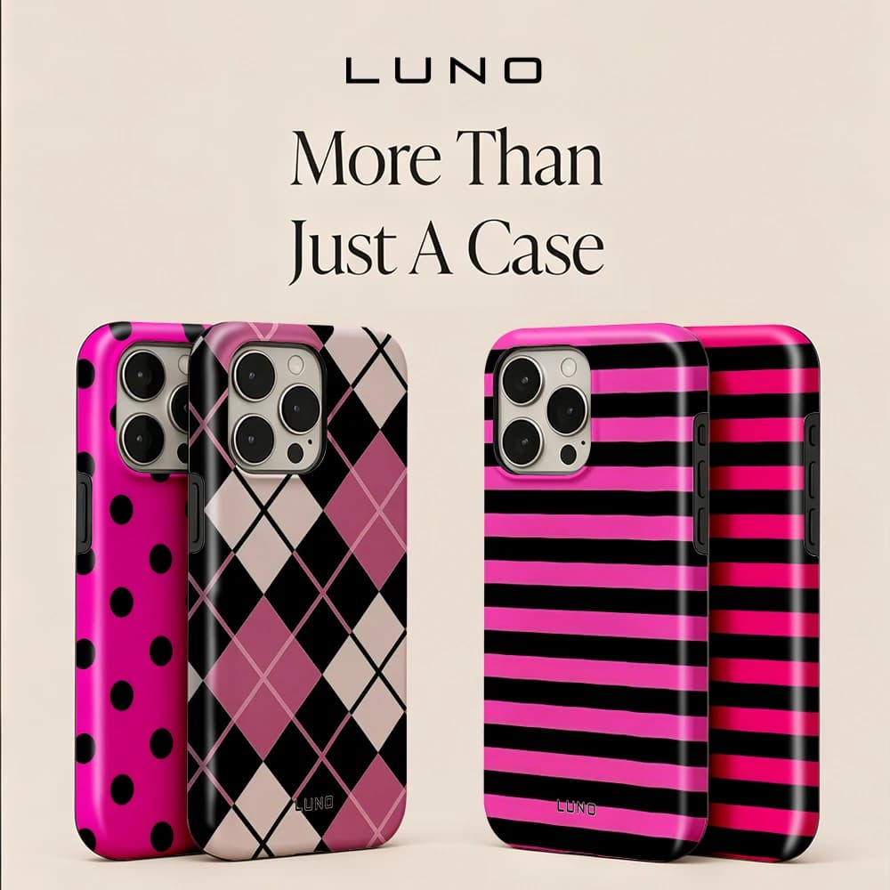 Hot Pink Argyle Phone Case for iPhone 17 16e 16 15 14 13 12 11 Air Pro Max Plus Luxury Double-layer LUNO