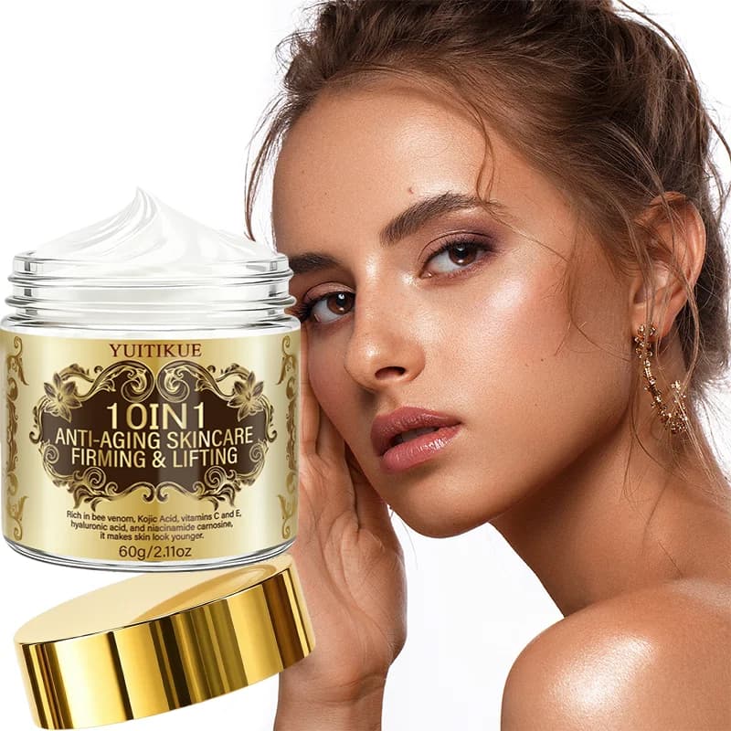 YUITIKUE 10 In 1 Bee Venom Anti Aging Face Cream Collagen Hyaluronic Acid Firm Lift Brightening Skin Care Cream 60g