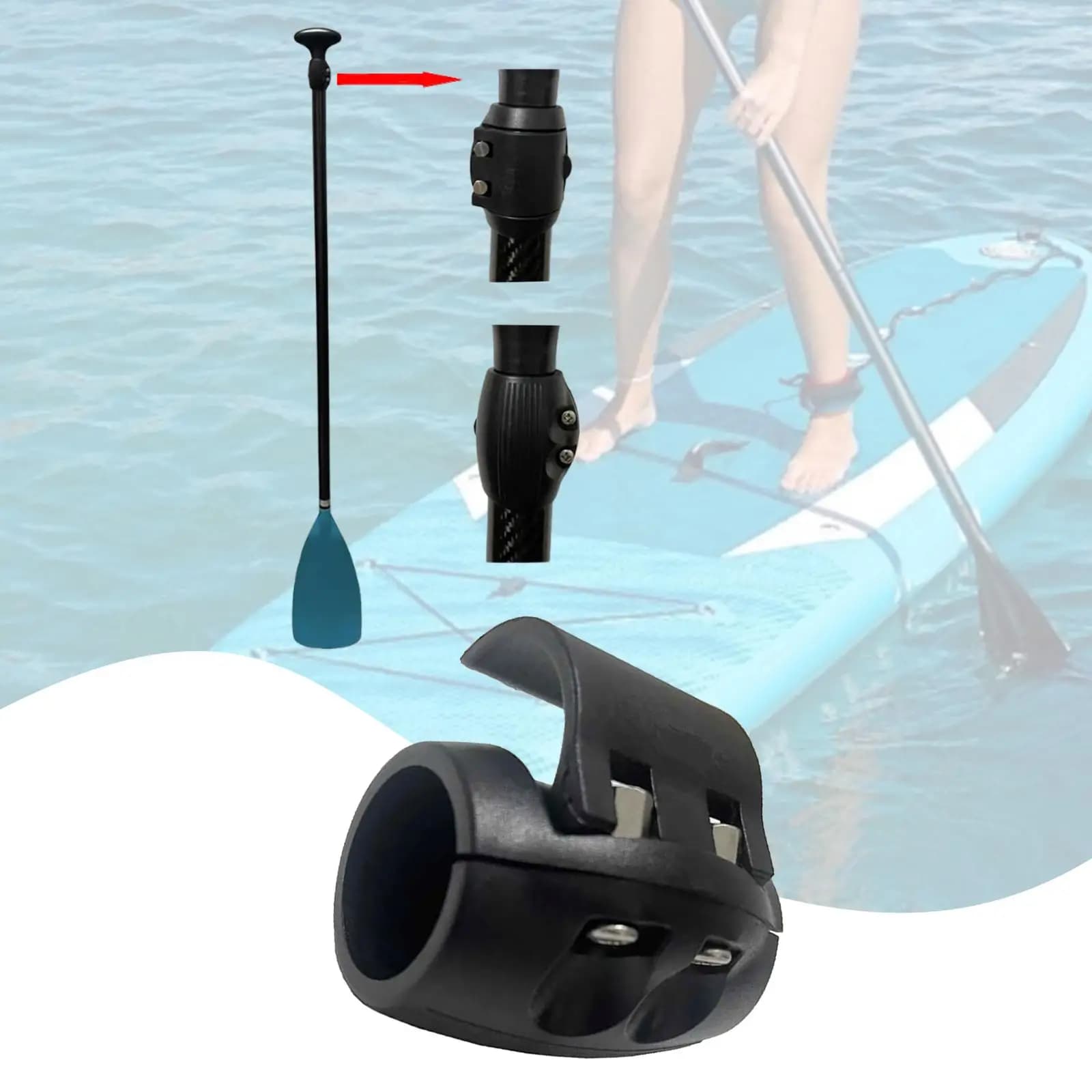 Morsetto per albero pagaia regolabile a sgancio rapido Fissaggio sicuro universale PC ABS premium per sport acquatici e kayak