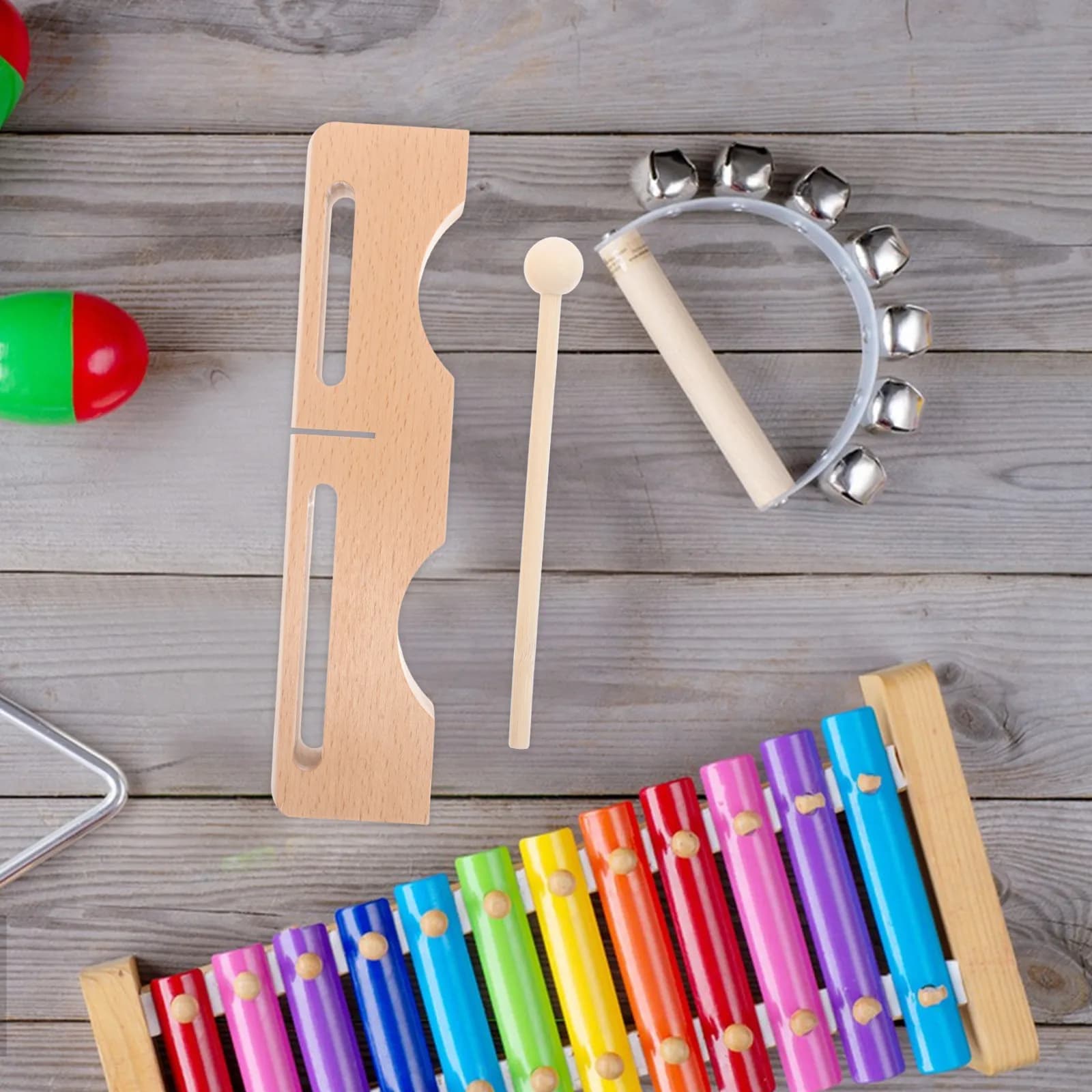 Blocco Percussivo in Legno Duro Giallo a Doppio Basso, Strumento Musicale a Ritmo Portatile Professionale per Adulti