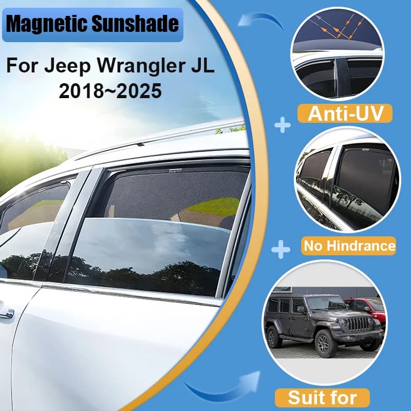 Per Jeep Wrangler JL Rubicon 2025-2018 5 porte, telaio parabrezza, tendina parasole per finestrino, protezione anti-UV, accessori auto
