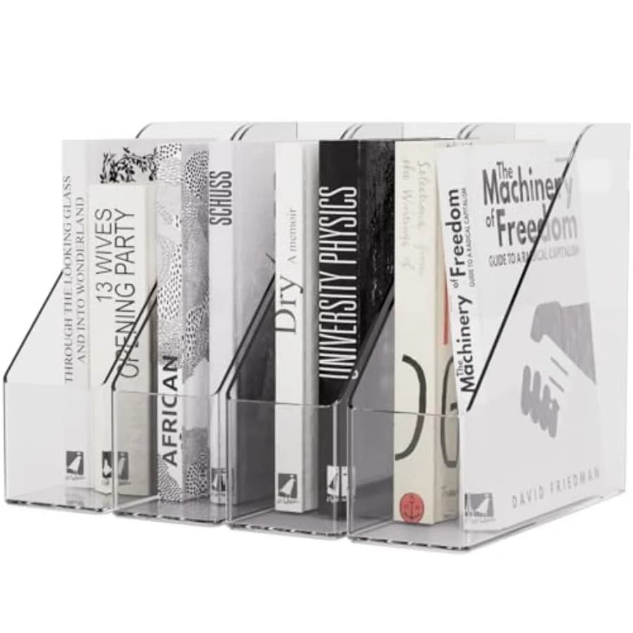 Portariviste, Organizzatore Verticale in Plastica Trasparente per Riviste, Scaffale per Archiviazione di Documenti e Libri da Scrivania per Ufficio