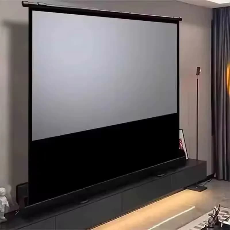 Schermo di proiezione universale portatile da pavimento in fibra di vetro grigia per proiettori normali/UST, supporto 4K 3D, tutte le dimensioni.