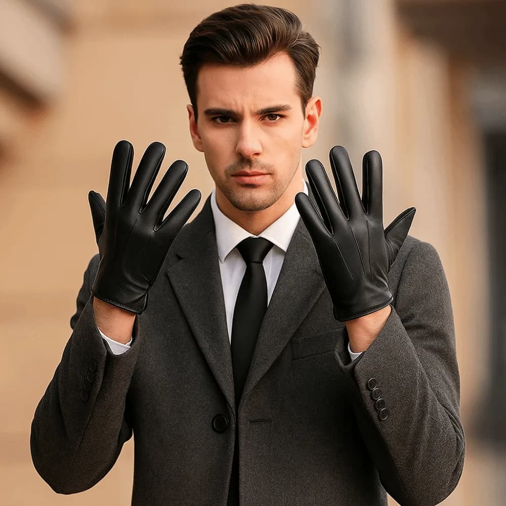 Fashion Black Driving Gloves Punk Cool Full Finger Mittens Breathable Anti-Slip PU Leather Gloves Gym Fitness