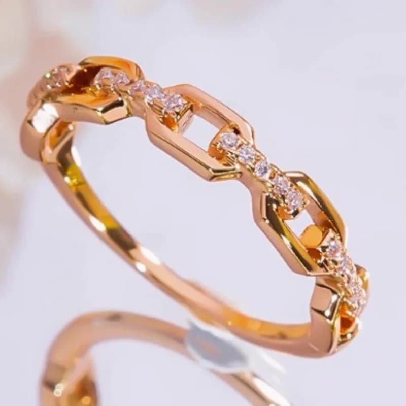 New chain of foreign trade, Cuban ring in row, women's wind ring, high-end light luxury ring