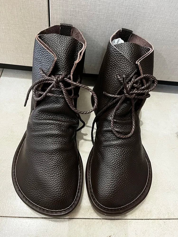 Birkuir stivaletti da donna appartamenti stivaletti stringati in vera pelle piatto morbido inverno peluche all'interno di lusso di grandi dimensioni 41 42 43 44