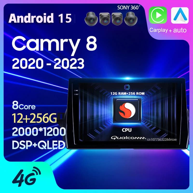 Android 15 Autoradio Per Toyota Camry 8 XV70 2020 2021 2022 2023 Carplay Auto GPS Multimediale WIFI + Lettore 4G 2 Din Video Stereo