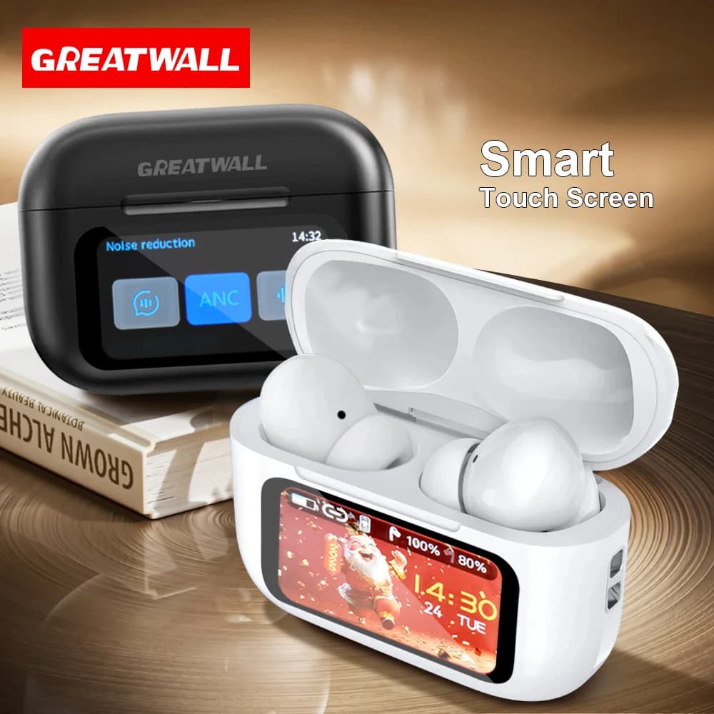 Original Bluetooth Wireless Chargers GREATWALL ANC Rearables with Noise Reduction HD Microphone Called Gamer Rearable LED Touch Screen Control