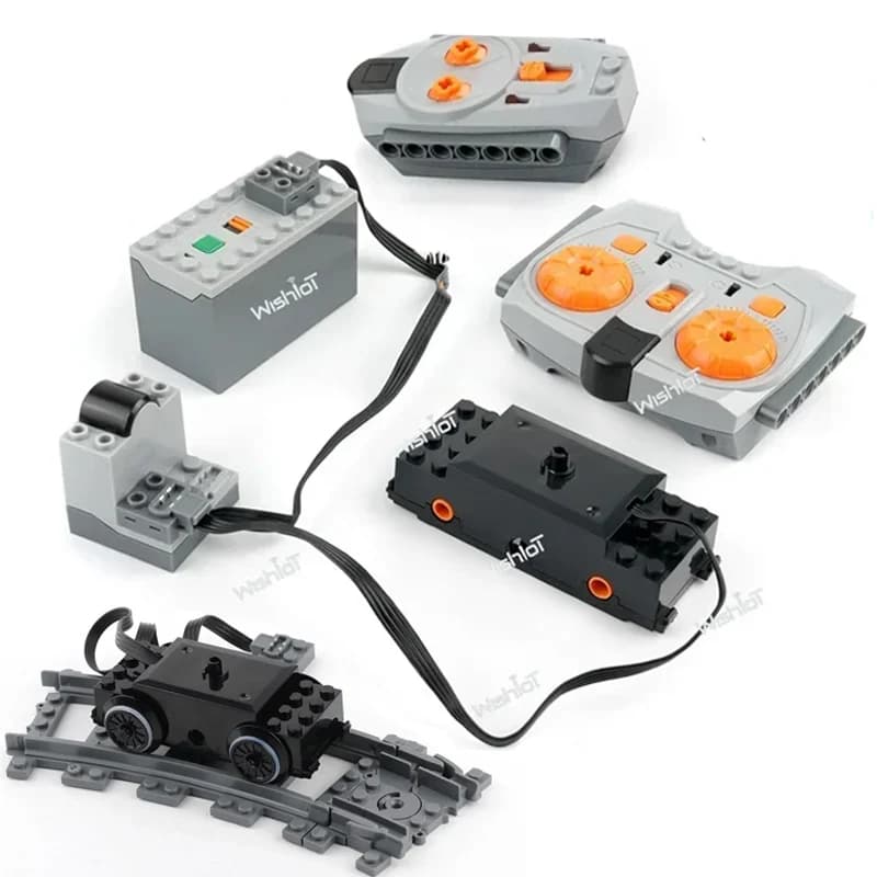 Moc Treno Pista Tecnologia del Motore Blocchi Parti di Controllo Remoto + Batteria AAA Box Set Mattoni PF Fai da Te Funzioni di Alimentazione Accessori Giocattolo