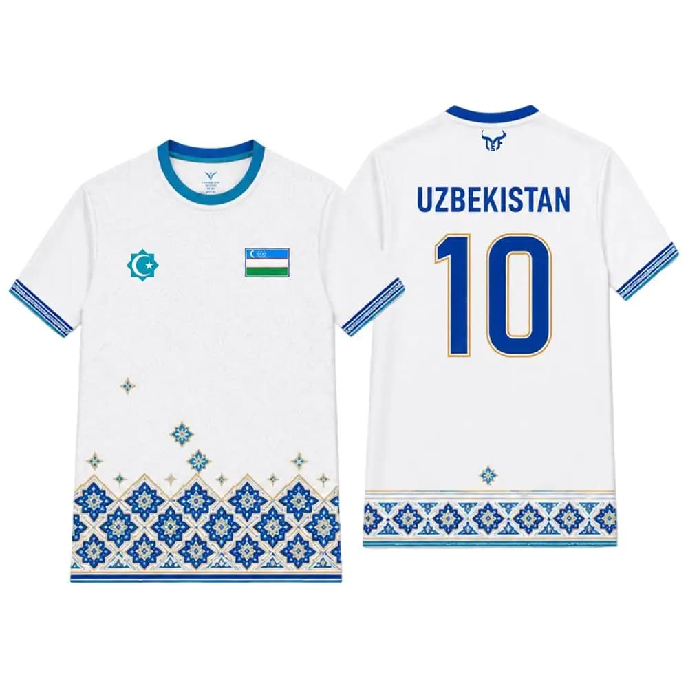 Uzbekistan Flag Print Football Jersey FamilyMatching QuickDrying and Breathable Training Uniform T-shirt Traditional Graphic Top