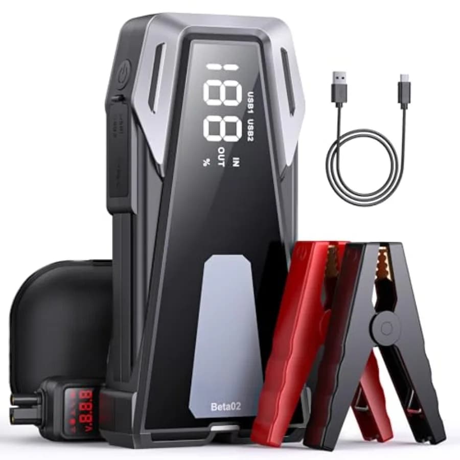 Avviatore di emergenza per batteria per auto portatile 6000A 21800mAh con ricarica rapida USB e scatola di salto compatta con luce LED incorporata per auto a benzina