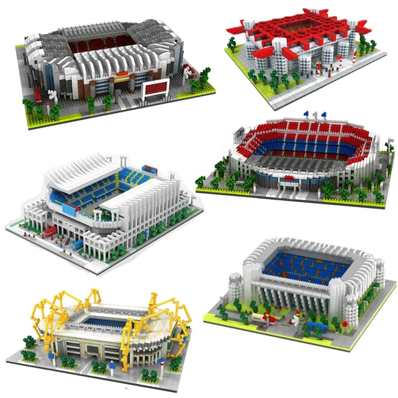 Barcelona Calcio Stadio Micro Blocchi Set di Costruzione Mini Mattoni Architettura Building Block Giocattoli per Adulti Campo da Calcio Regalo