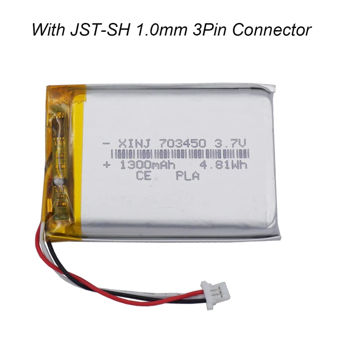 3.7V 1300mAh 4.81Wh Li batteria ricaricabile al litio Lipo 703450 JST 3pin 1.0mm connettore termistore NTC per GPS Baby Camera MP4