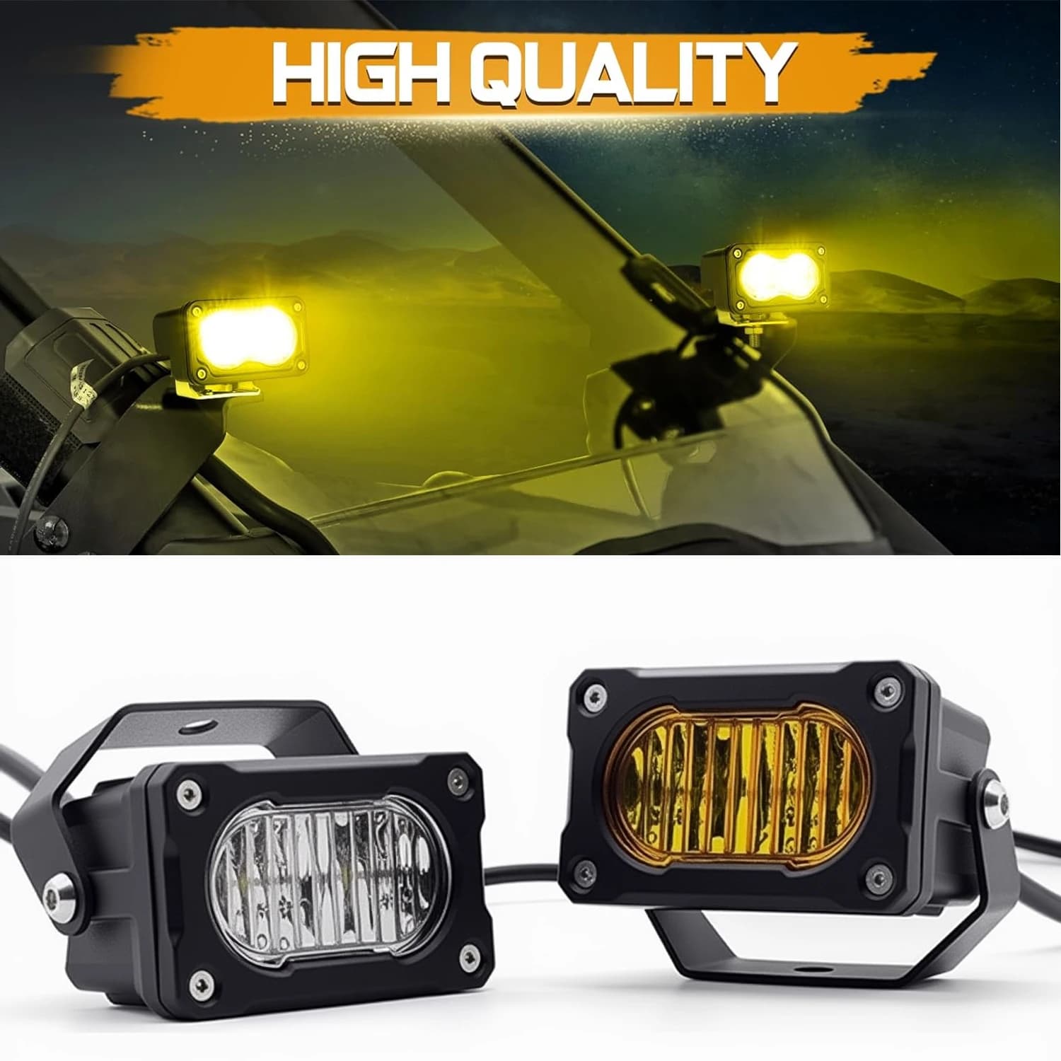 Baccelli luminosi a LED a cubo da 3 pollici 40W Bianco Ambra Fendinebbia di guida Off Road Paraurti Griglia Luci di retromarcia di backup per camion Pickup ATV
