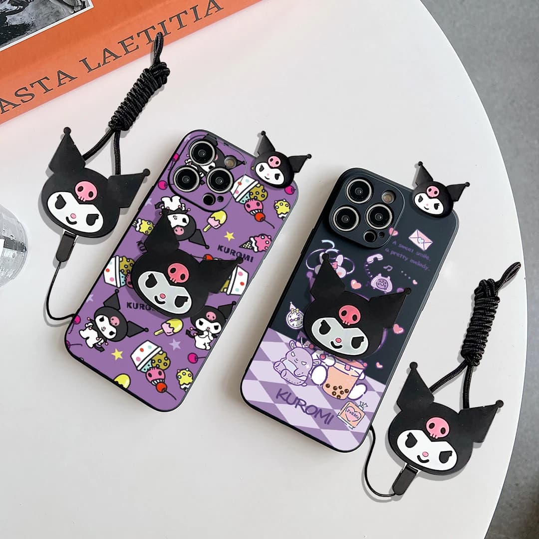 Per iPhone 17 16 15 14 13 12 11 XR Xs 8 7 6 Pro Max mini Plus e Car Ice Cream Kuromi Custodia con Cordino di Supporto