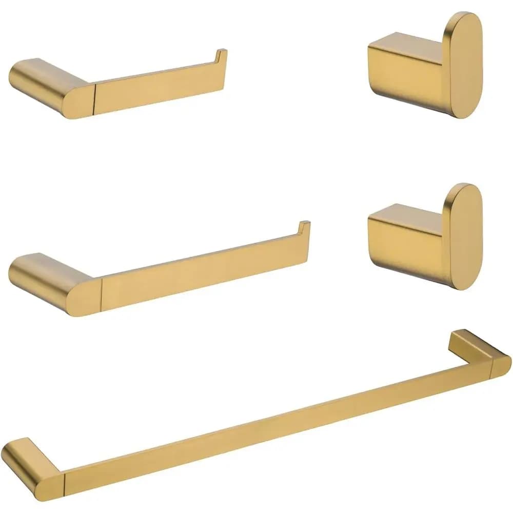 Set di Accessori per Bagno in Bronzo Champagne, 5 Pezzi, Include Portasciugamani da 23,6/9,8 Pollici, Portarotolo e 2 Portasciugamani
