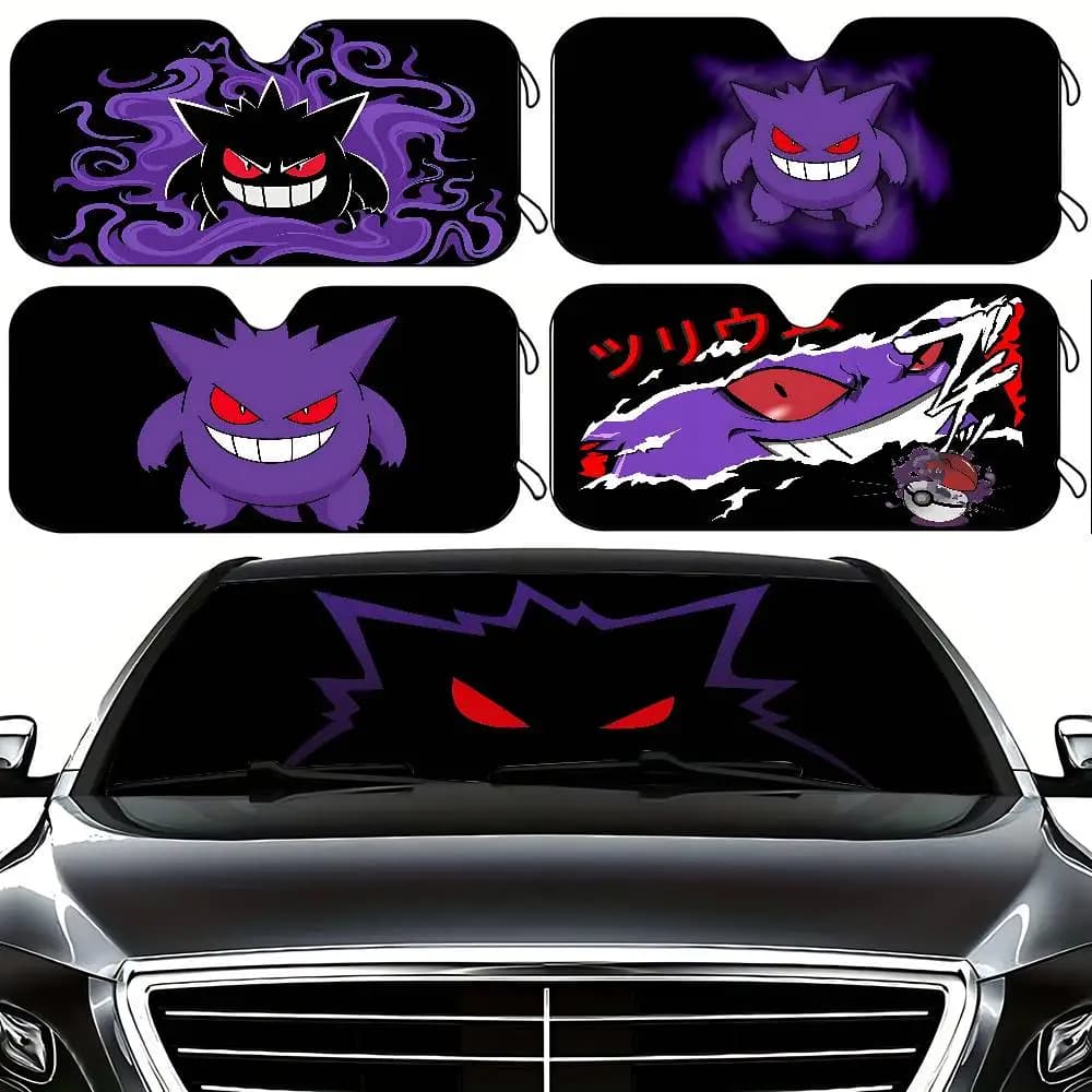 Anime Cute G-Gengar Stylish And Trendy Windshield Sunshade, Car Windshield Cover, Car Sunshade Curtain, Car Sun Protection Cover