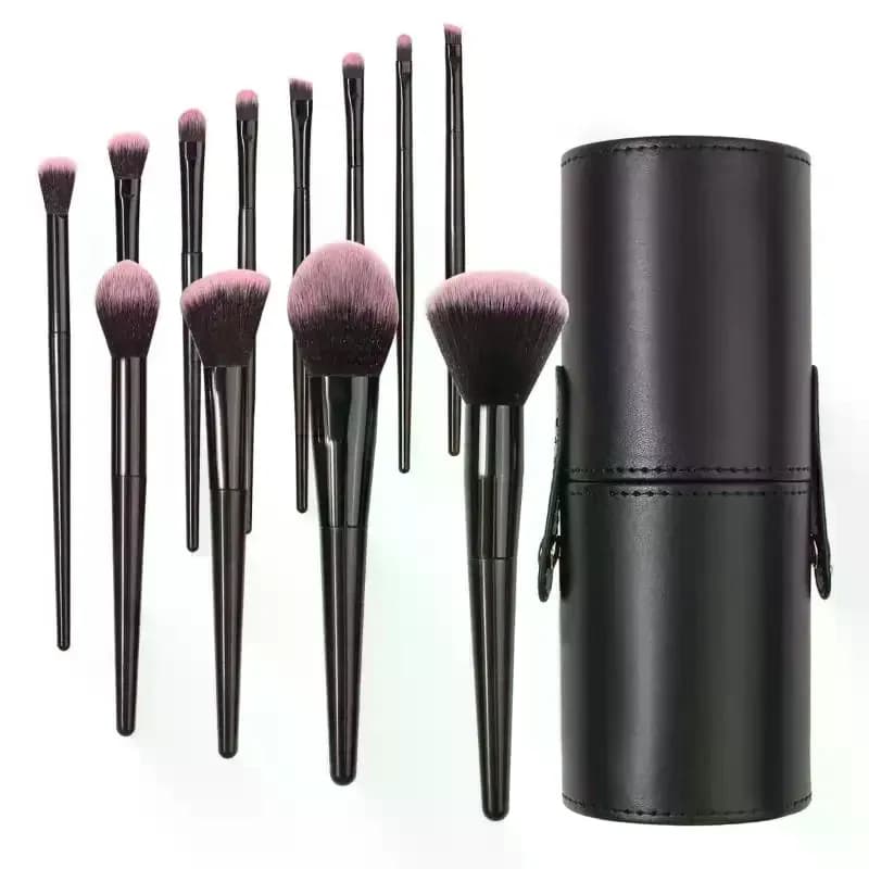 12Pcs Professional Makeup Brush Set Soft Synthetic Hair Brushes With Powder Puff For Foundation Powder Eyeshadow Travel Tools
