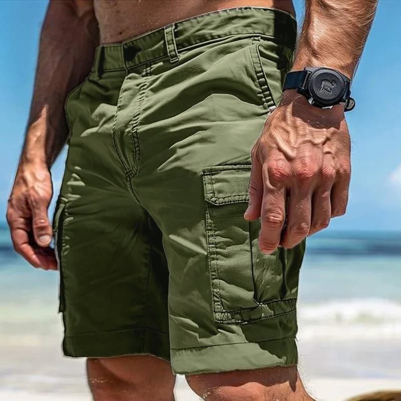 Men's Multi-Pocket Cargo Shorts Casual Beach Summer Short Pants