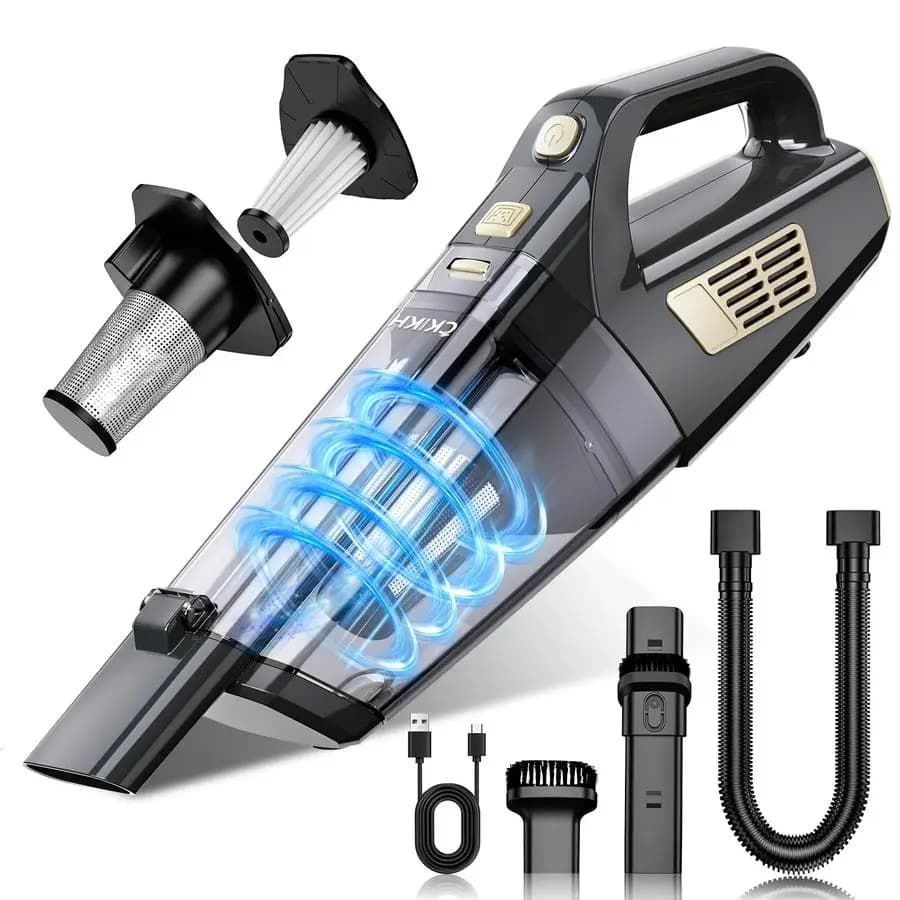 Wireless vacuum cleaner, portable vacuum cleaner for cars with strong 15000PA suction, with multiple nozzles and washable filter, lightweight