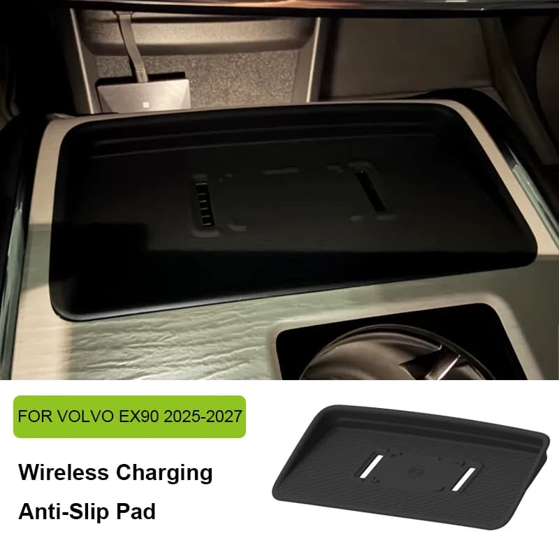 Center Console Wireless Charging Pad Silicone for Volvo EX90 2025 2026 2027 Non-slip Charger Mat Car Organizer Accessories