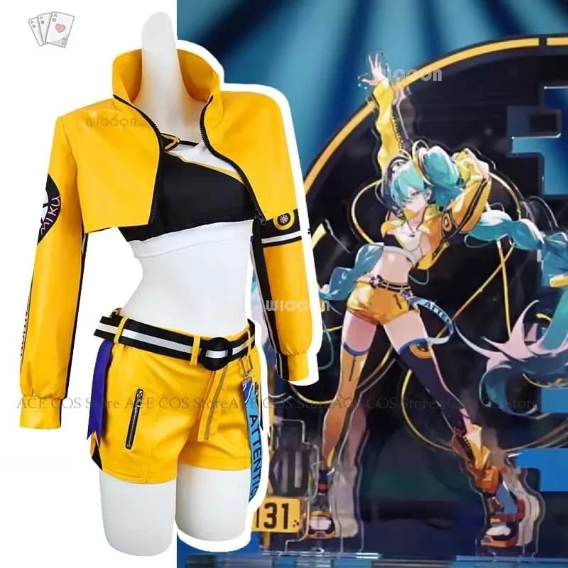 Dive Mikku Mikuo17th Anniversary Uniformi gialle Costume cosplay Progetto Sekai Halloween Party Girl Top Shorts Comic-co Abbigliamento