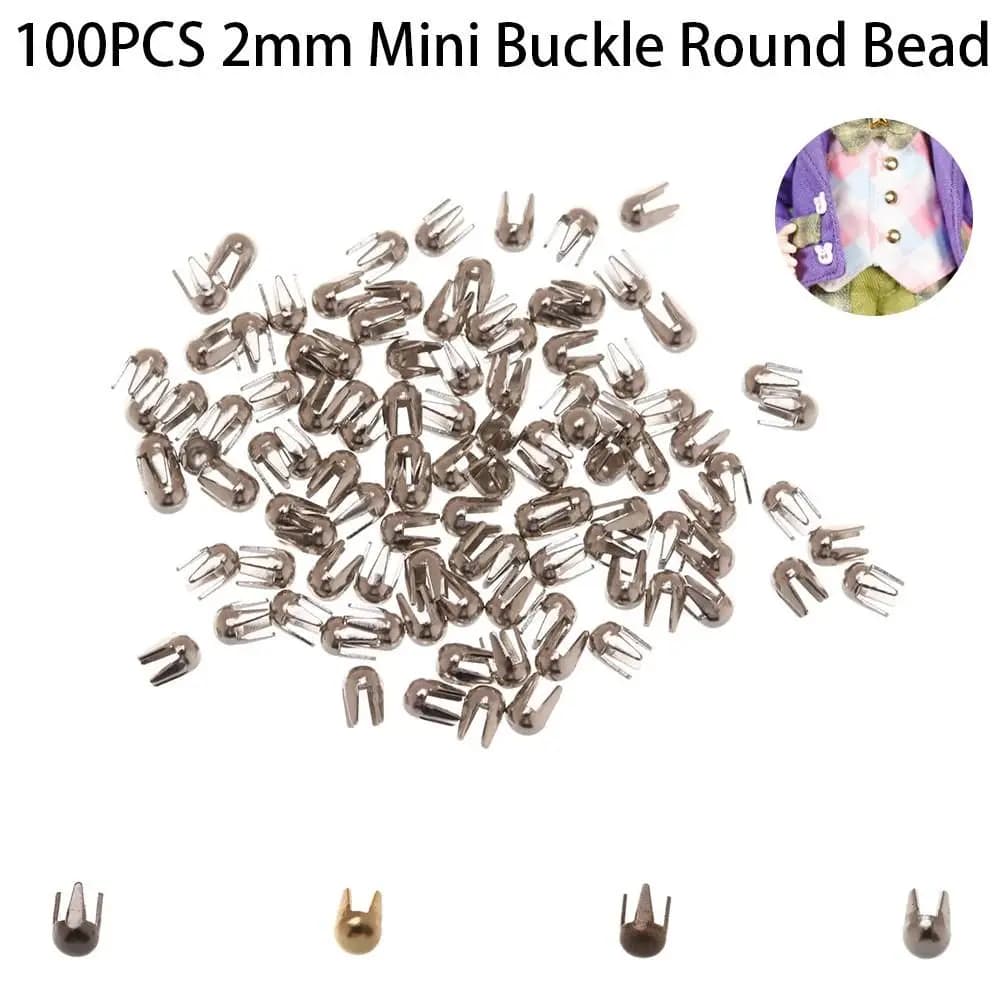 100pcs giocattoli fai da te perline rotonde vestiti per bambole in metallo accessori per bambole artiglio martello fibbia