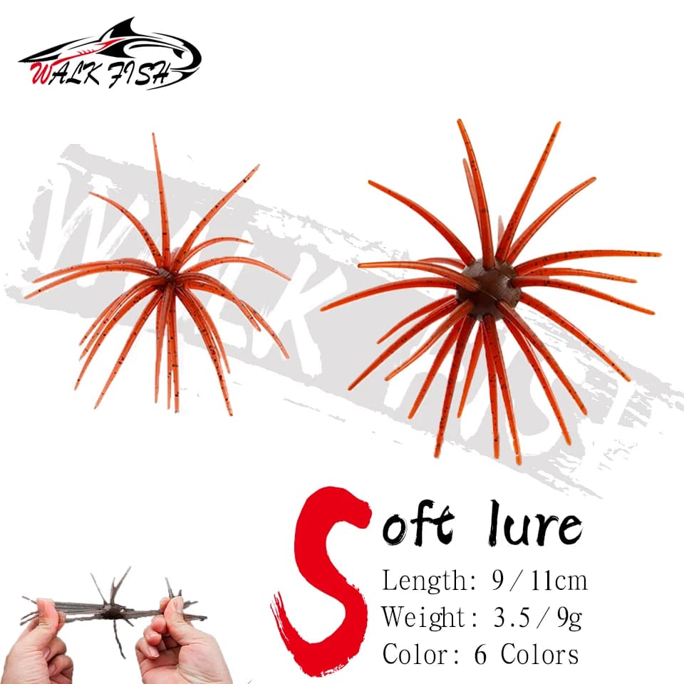 WALK FISH 3.5g/9g Esca Morbida da Pesca in TPE, Simulazione Riccio di Mare in PVC, Silicone per Luccio, Orata, Spigola, Tilapia, Esche Invernali per Mandarino