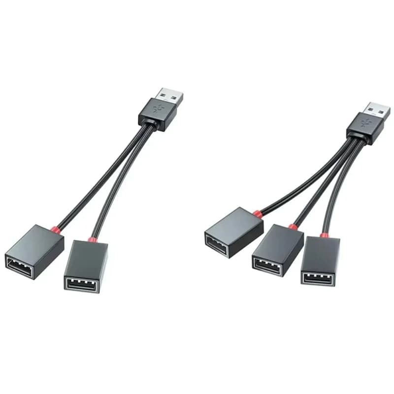 1 In 2 Out USB HUB Splitter Cable High Speed Transfer For Laptops Macbook Phone Tablet Multi Interface Expansion Car Office Data