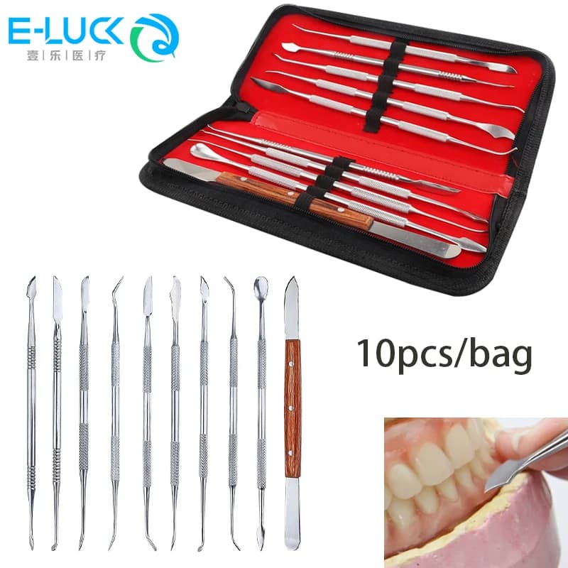 Kit coltelli per cera dentale Spatola Coltello per gesso Pratico set di strumenti per strumenti per intaglio della cera per denti versatile in acciaio inossidabile