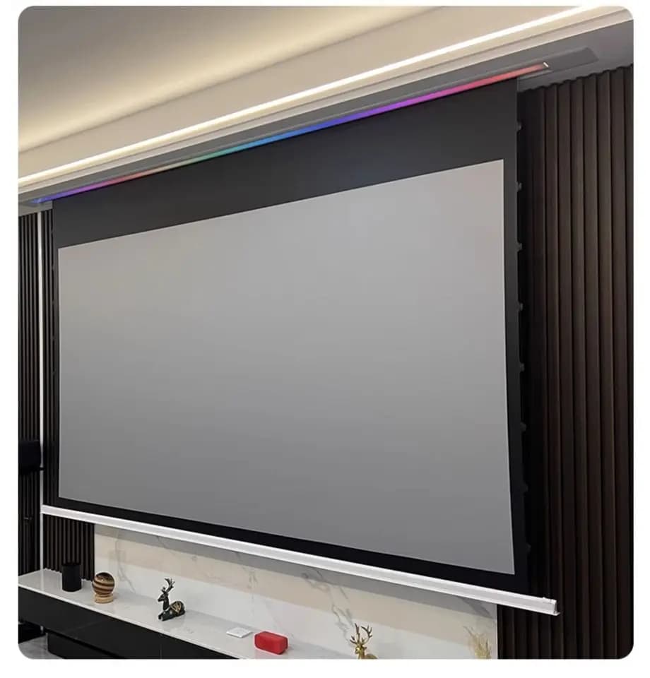 BC72-150 150-Inch Hidden Ceiling Electric Tab Tension ALR Projector Screen 16:9 PVC for Home Theater