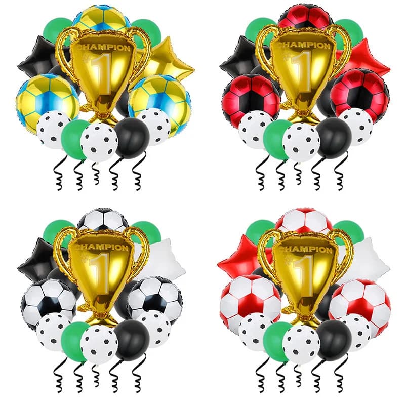Kit di Decorazioni per Festa di Compleanno a Tema Calcio con 15 Palloncini a Forma di Trofeo per Ragazzi, Forniture per Feste Sportive e Baby Shower