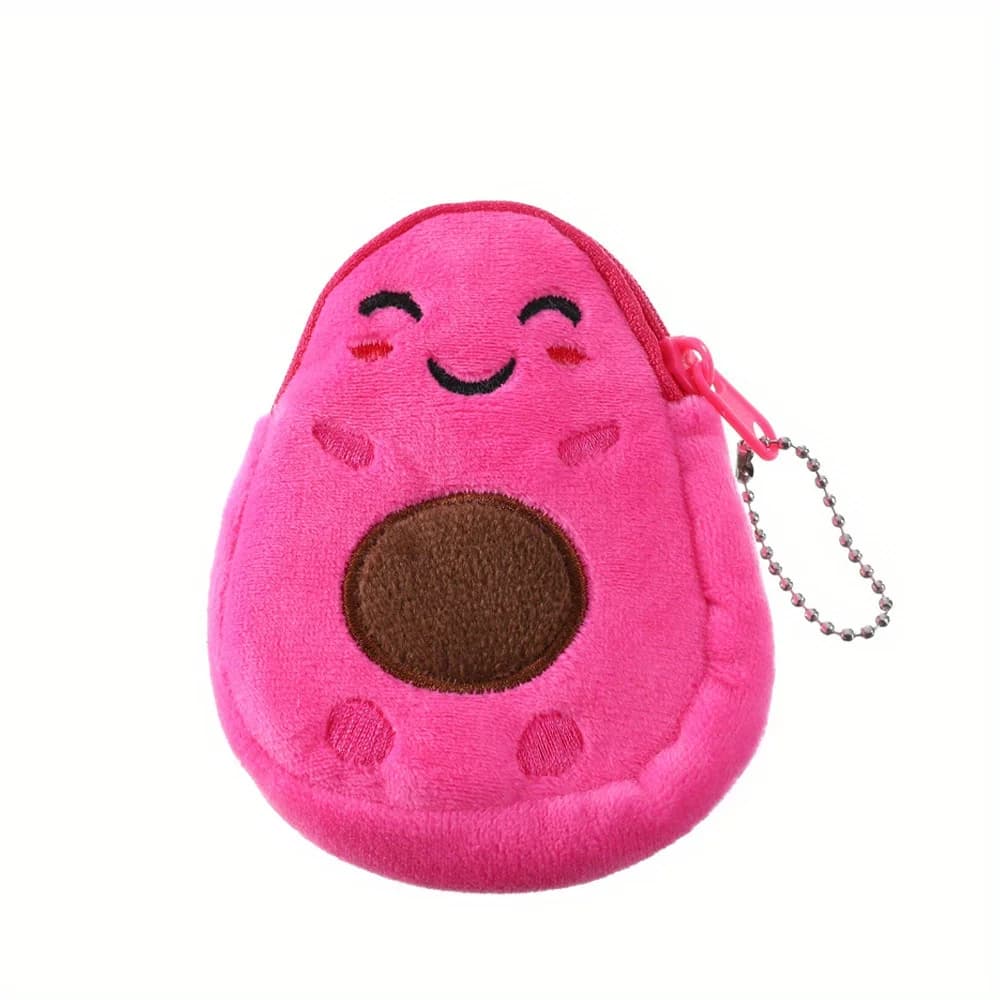 Cute Pineapple Furry Coin Purse - Soft Faux Fur, Mini Women's Wallet in Pink or Burgundy