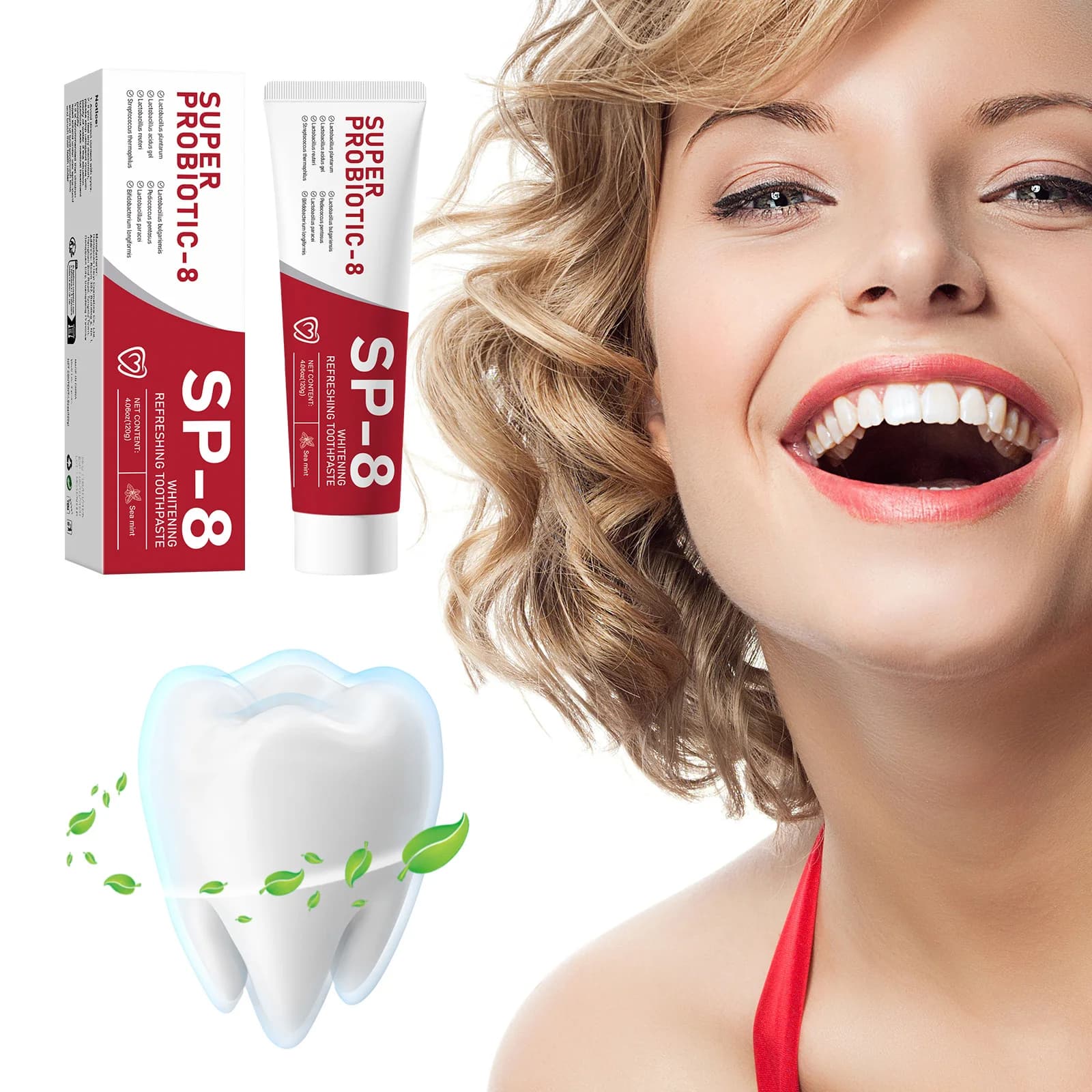 Sip-8 Probiotic Toothpaste 120g - Whitening Tooths and Smacking for Fresh Food, Oral Hygiene Scratch with Probiotics