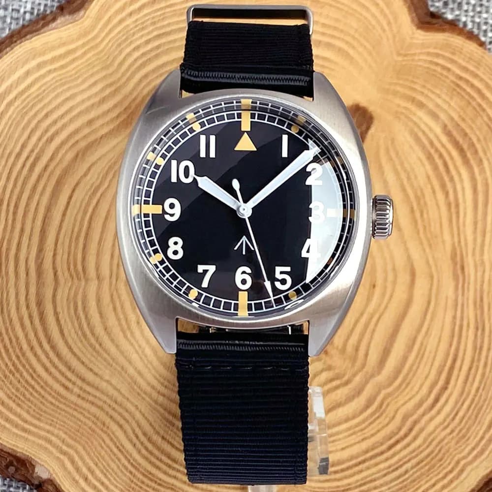 Tandorio Pilot 39mm Orologi da campo automatici Uomo Cupola Cristallo di zaffiro NH35AA PT5000 Mano bianca Lume Nologo Quadrante 200m Impermeabile