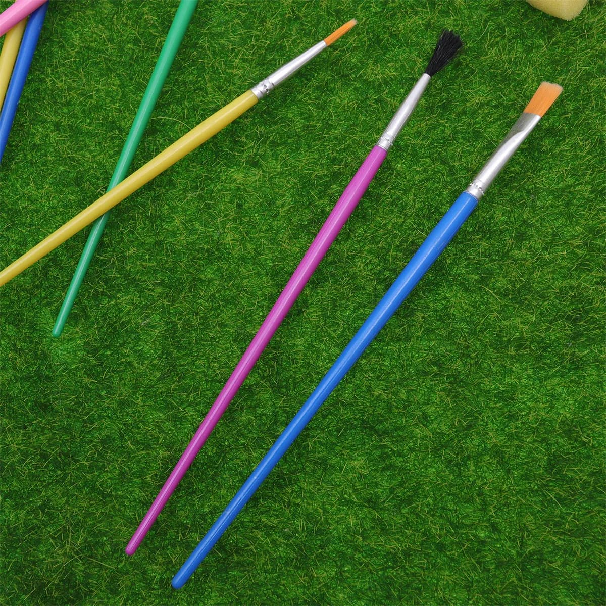 Set di pennelli in spugna per pittura artistica, 30 pezzi, manico in plastica liscia, sicuro, non tossico, per mani piccole, riutilizzabile, facile da pulire, creativo