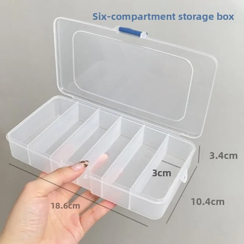 Scatola portaoggetti con scomparto a griglia 5/6 Custodia quadrata trasparente per orecchini Accessori per la ricerca di gioielli Confezione per perline Organizzatore di perle