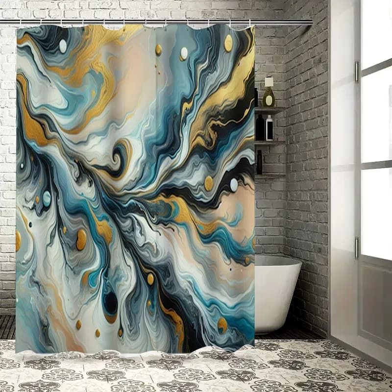 Tenda da doccia con arte astratta, stampa moderna colorata per l'arredamento del bagno