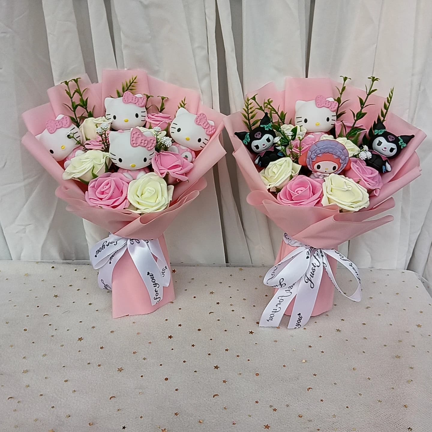Hello Kitty Anime Peripheral Styles Bouquet PE Rose Flowers Wedding Christmas Birthday Valentine's Day Graduation Gift