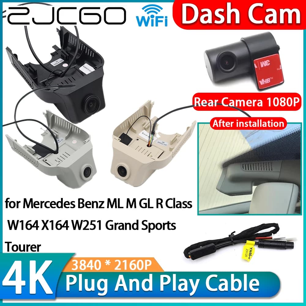 Videoregistratore DVR 4K WiFi per auto Mercedes Benz ML M GL R Class W164 X164 W251 Grand Sports Tourer, Dash Cam con telecamera anteriore e posteriore