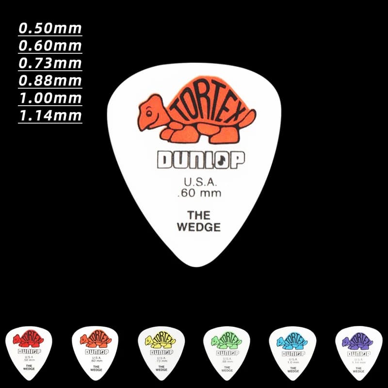 Materiale TORTEX a cuneo Dunlop Pick.424R. Spessore: 0.50/0.60/0.73/0.88/1.00/1.14mm