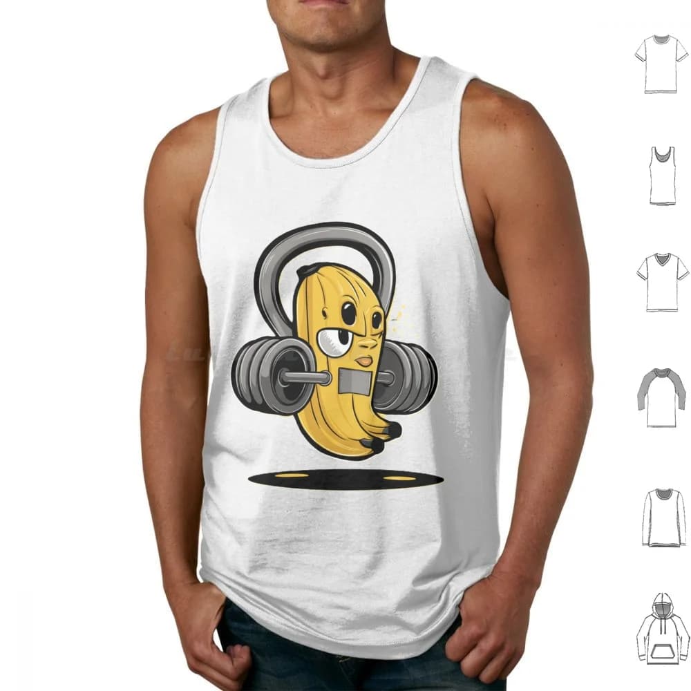 Kettlebell Banana Tank Tops Print Cotton Yellow Cute Funny Bananas Banana Fruits And Fruit