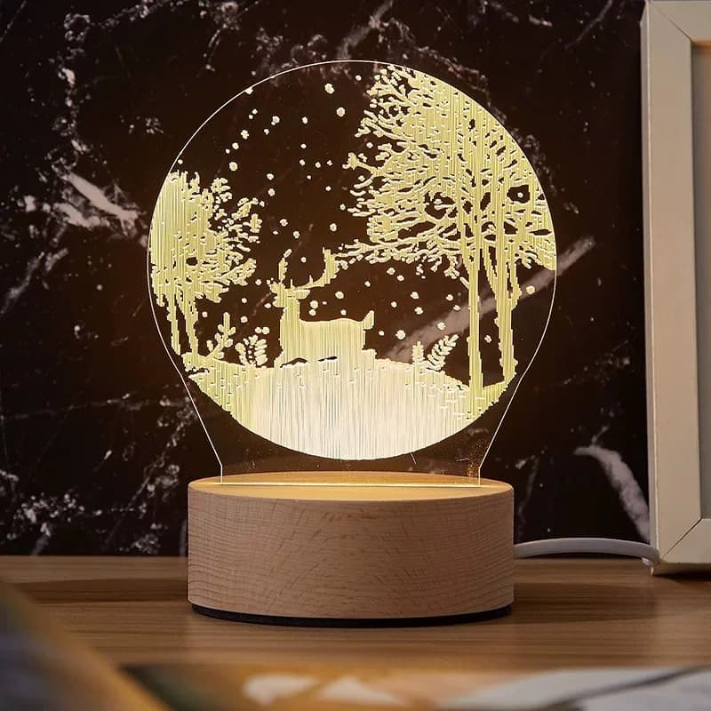 3D Acrylic LED Night Light USB Plug-in - Bedside Table Decoration for Family Room