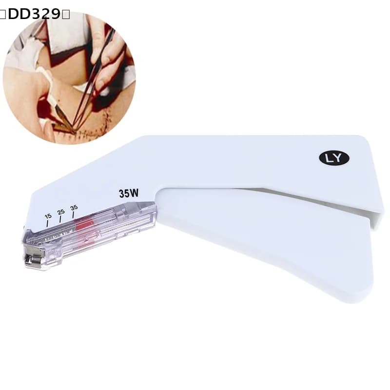 Cucitrice per pelle sterile con 35 graffette larghe pre-caricate per uso veterinario e pronto soccorso〔DD329〕