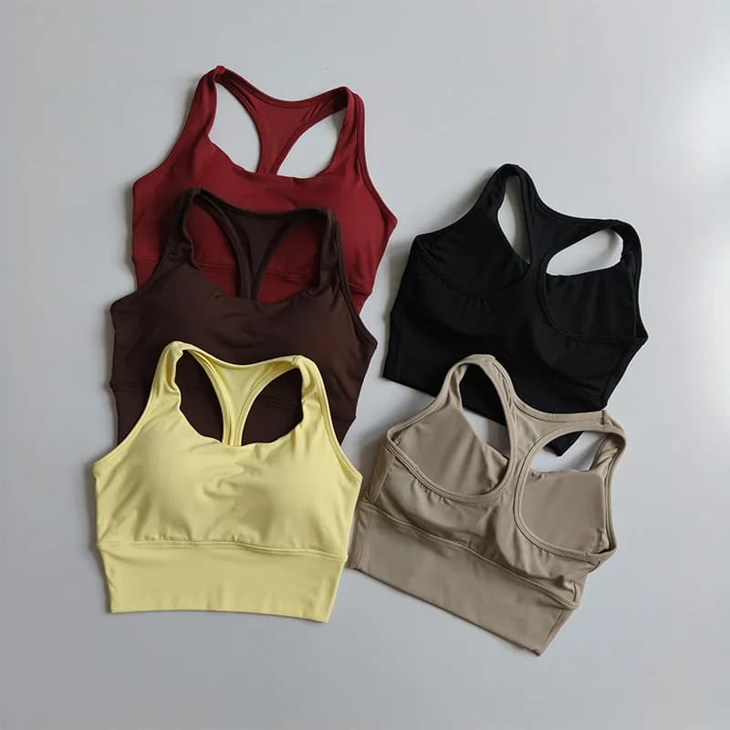 Top sportivo da donna con schiena a I, reggiseno anti-shock con coppe fisse, effetto seconda pelle, per corsa, fitness, pilates e yoga