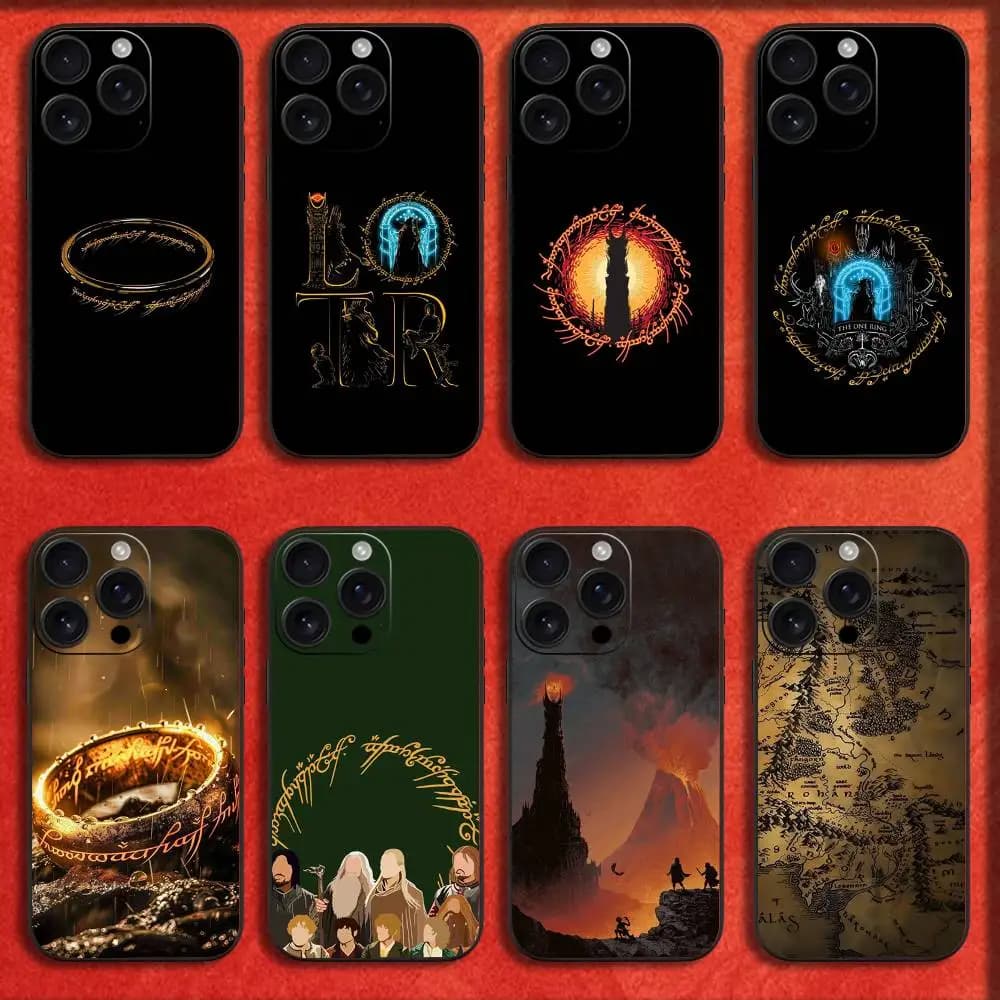 The Lord of the R-Rings Map Phone Case For iPhone 16,15,14,13,12,11,Pro,XS,Max,XR,Plus,E,Mini Black Shockproof Cover