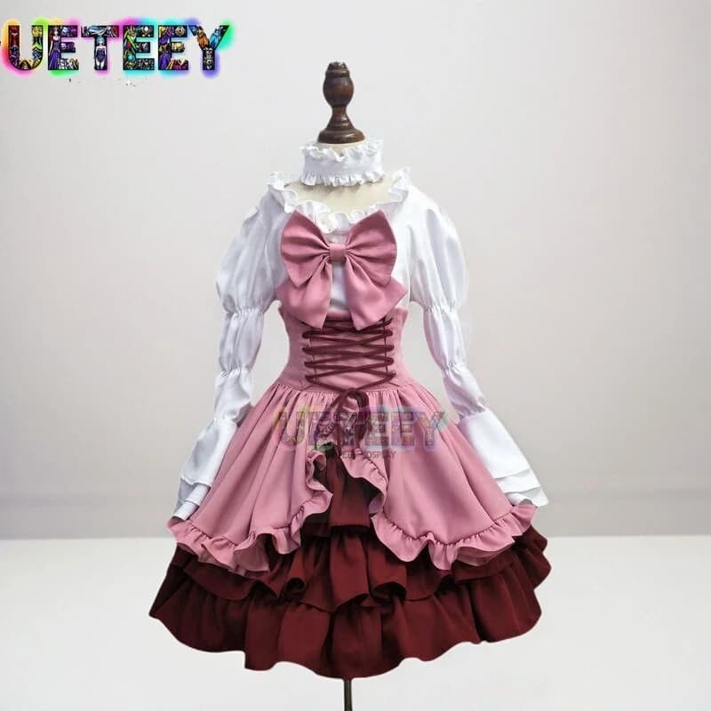 UETEEY COS Erika Furudo Costume Cosplay Umineko When They Cry Corsetto Gonna corta Multi-strato Lolita Dress Halloween Set