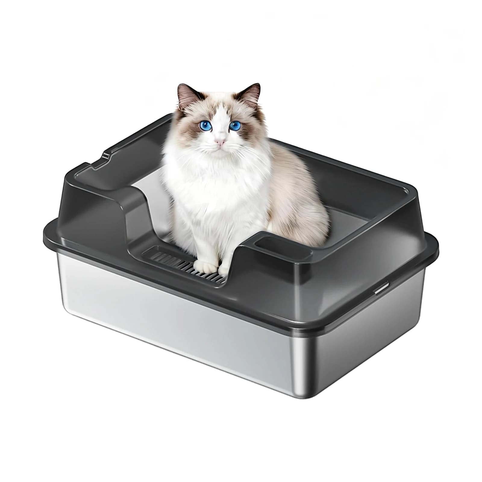 Stainless Steel Cat Litter Box XL,Large Hooded Litter Tray with Flip Top Lid, Enclosed Metal Cat Toilet Anti-Odour for Cats