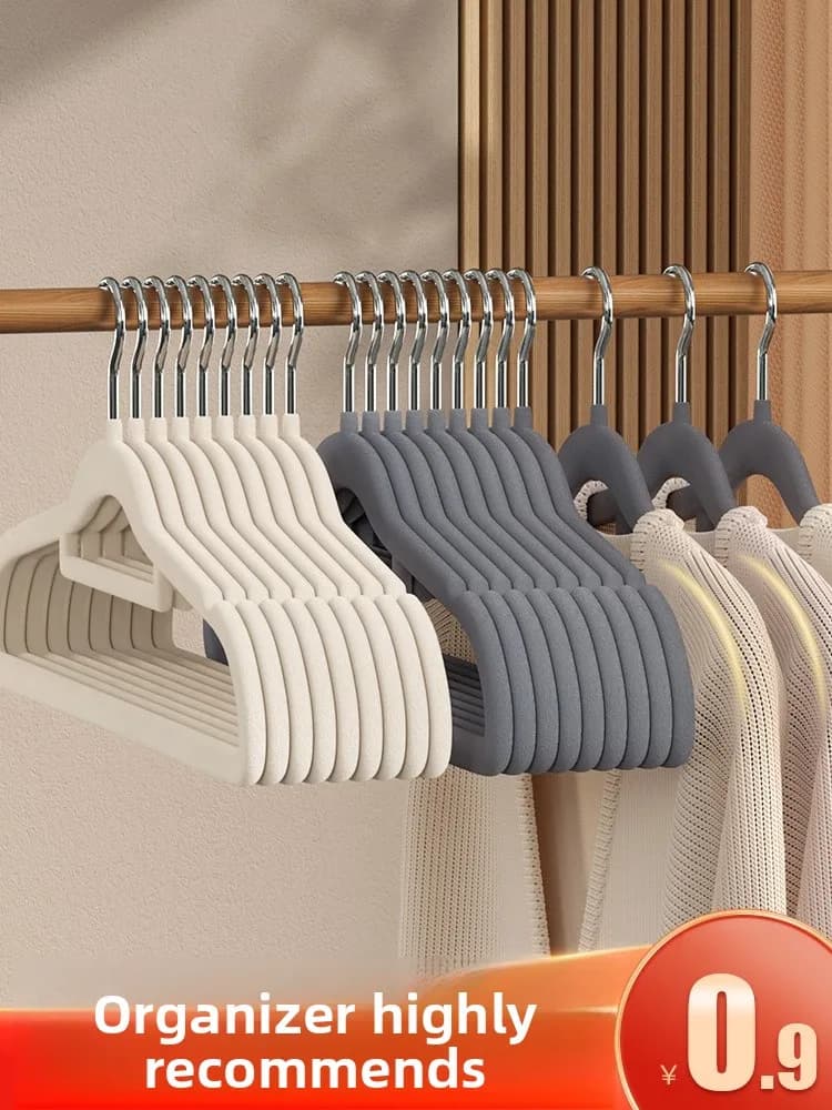 50 Pieces Velvet Clothes Hanger Without Tracks for Domestic Use, Professional Wardrobe Organizer
